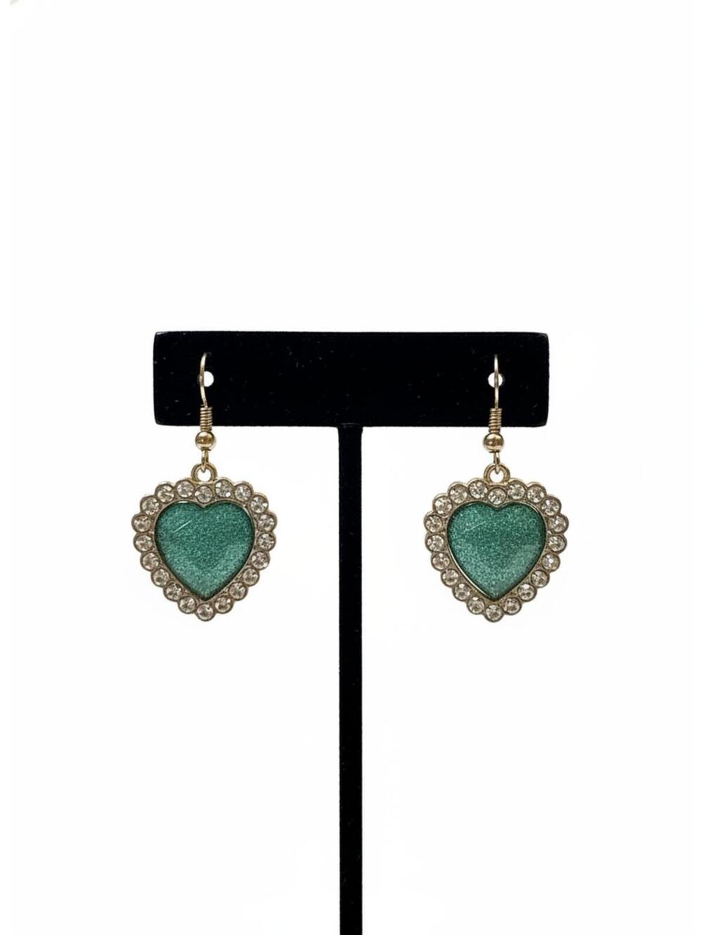 Betsey Johnson Heart-Shaped Earrings with Rhinestone